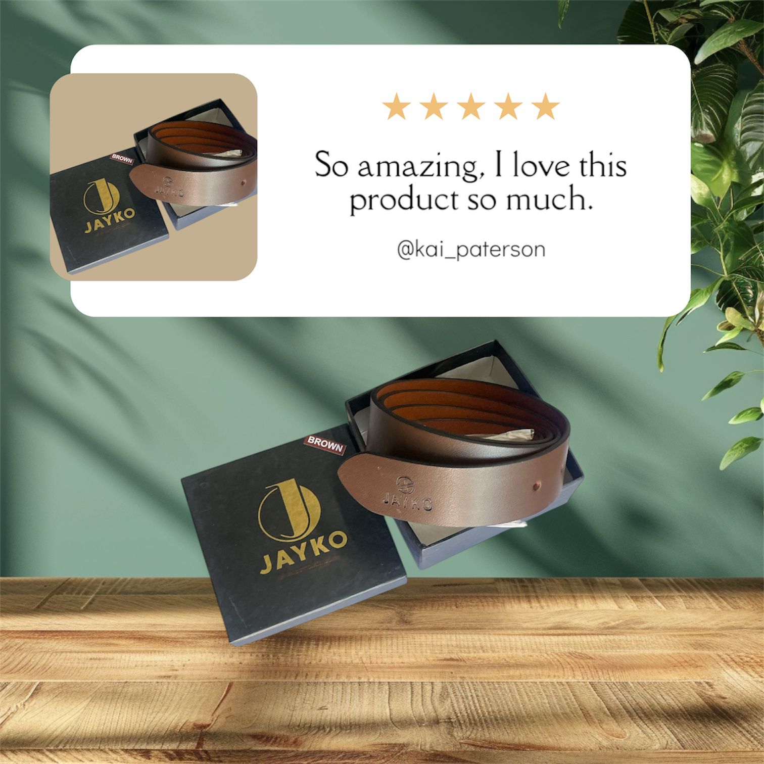 JAYKO MENS BROWN LEATHER BELT